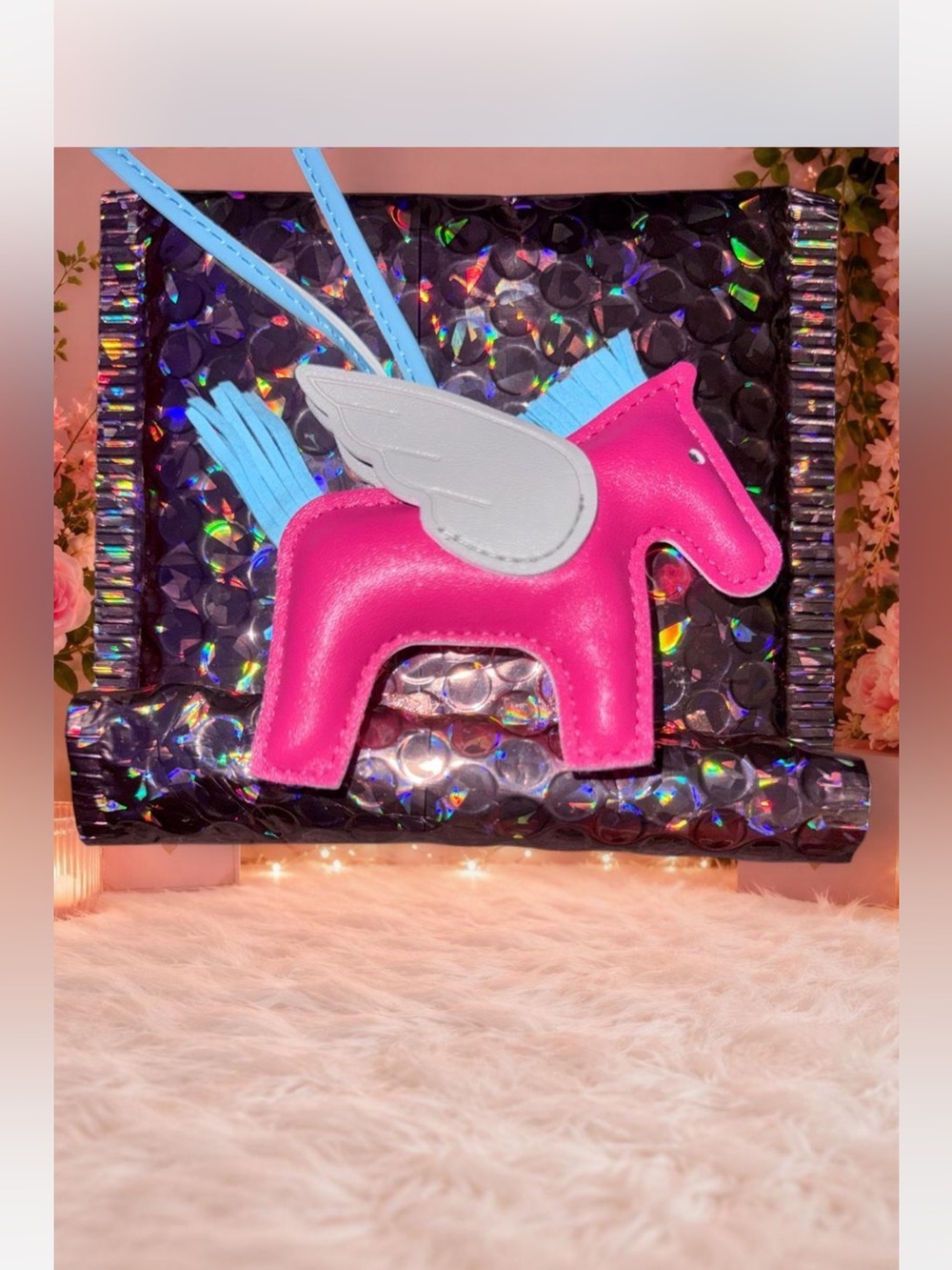 Pink Pegasus Charm Keychain or Bag Charm- NWOT